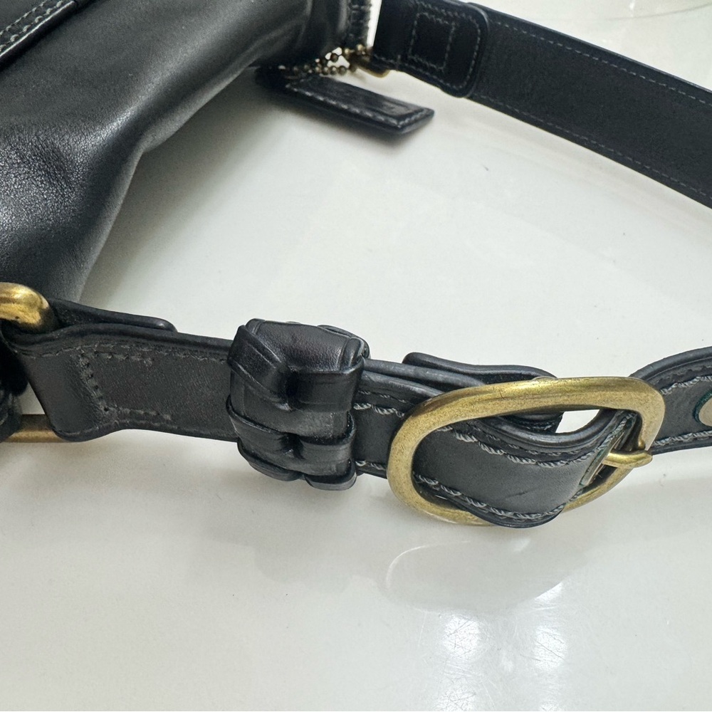 Coach Black Leather Shoulder Bag with Gold Accents - Picture 14 of 15
